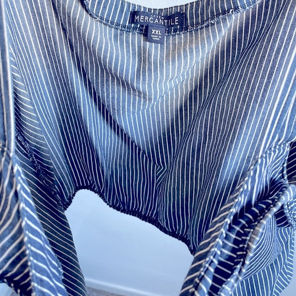JCrew Factory Blue Stripe Crop Tank Front Tie Size XXL - Picture 3 of 3